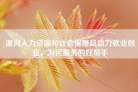 漯河人力资源和社会保障局助力就业创业，为民服务的好帮手