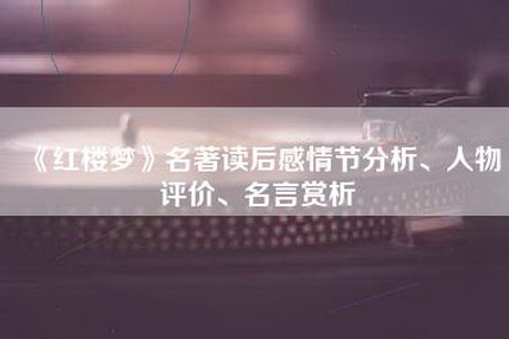 《红楼梦》名著读后感情节分析、人物评价、名言赏析