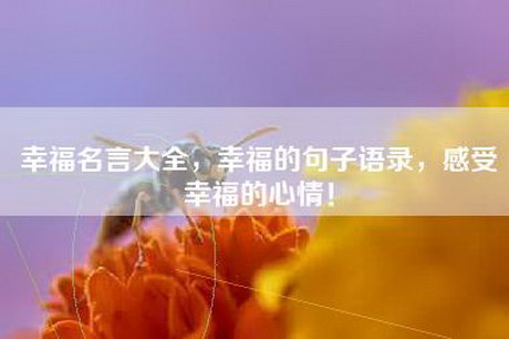 幸福名言大全，幸福的句子语录，感受幸福的心情！