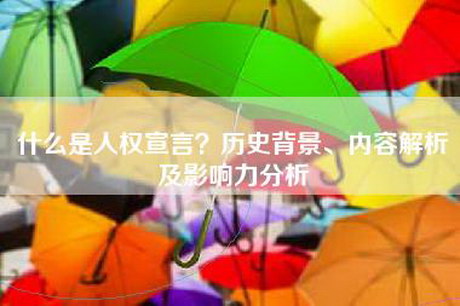 什么是人权宣言？历史背景、内容解析及影响力分析