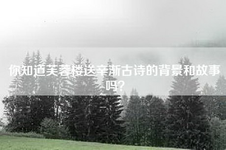 你知道芙蓉楼送辛渐古诗的背景和故事吗？