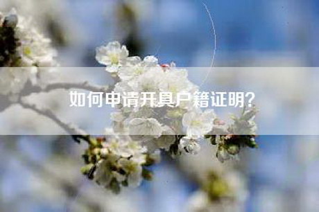 如何申请开具户籍证明？