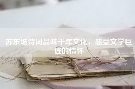 苏东坡诗词品味千年文化，感受文学巨匠的情怀