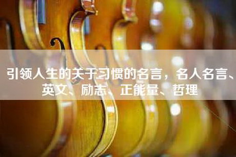 引领人生的关于习惯的名言，名人名言、英文、励志、正能量、哲理