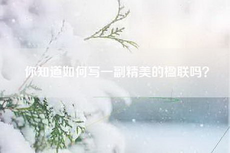 你知道如何写一副精美的楹联吗？