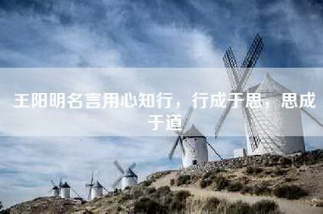 王阳明名言用心知行，行成于思，思成于道