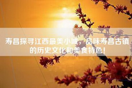 寿昌探寻江西最美小城，品味寿昌古镇的历史文化和美食特色！
