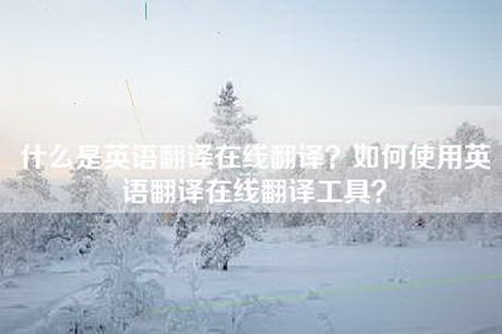 什么是英语翻译在线翻译？如何使用英语翻译在线翻译工具？