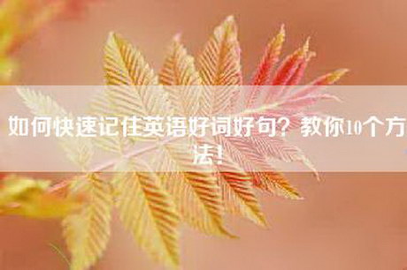 如何快速记住英语好词好句？教你10个方法！