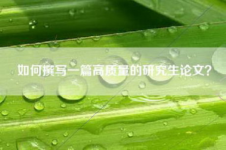 如何撰写一篇高质量的研究生论文？
