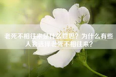 老死不相往来是什么意思？为什么有些人会选择老死不相往来？