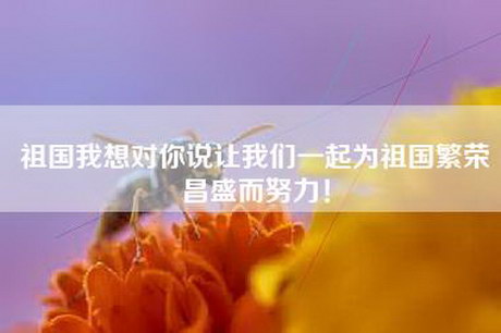 祖国我想对你说让我们一起为祖国繁荣昌盛而努力！
