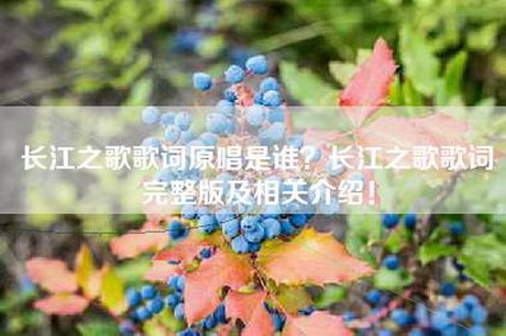 长江之歌歌词原唱是谁?长江之歌歌词完整版及相关介绍! 长江之歌歌词原唱是谁?长江之歌歌词完整版及相关介绍!