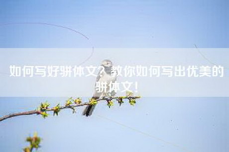 如何写好骈体文？教你如何写出优美的骈体文！