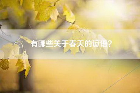 有哪些关于春天的谚语? 有哪些关于春天的谚语?