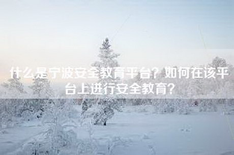 什么是宁波安全教育平台？如何在该平台上进行安全教育？