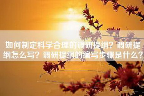 如何制定科学合理的调研提纲？调研提纲怎么写？调研提纲的编写步骤是什么？