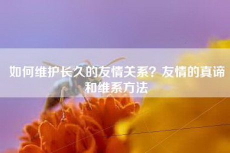 如何维护长久的友情关系?友情的真谛和维系方法 如何维护长久的友情关系?友情的真谛和维系方法