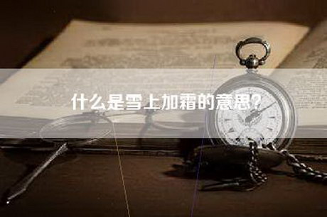 什么是雪上加霜的意思？