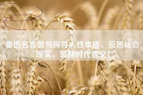 鲁迅名言警句探寻人性本质，反思社会现实，警醒时代意义！
