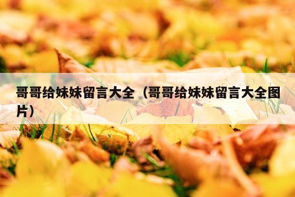 哥哥给妹妹留言大全（哥哥给妹妹留言大全图片）